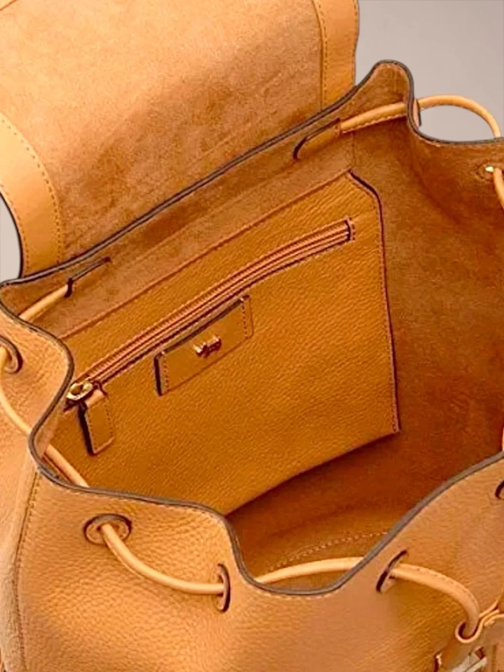 RADLEY LONDON Tan Leather Backpack with Gold Hardware
